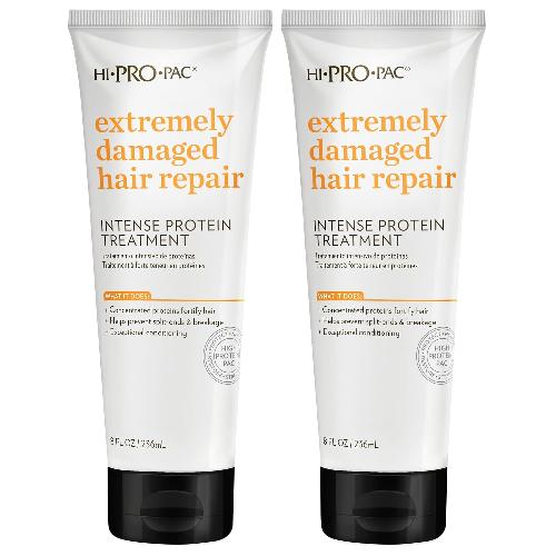 Hi-Pro-Pac Extremely Damaged Hair Repair, Intense Protein Treatment Hair Masque, 8 Oz. (2 Pack)