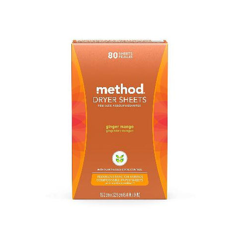 Method Dryer Sheets, Ginger Mango, 80 Sheets