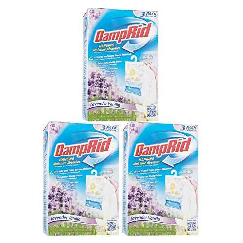 DampRid Lavender & Vanilla Hanging Moisture Absorber, 3 ct, 42 oz - 3 Boxes